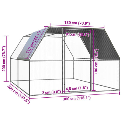 Hühnerkäfig Hühnerstall Stahl 3 x 4 x 2 m Auslauf Freigehege Tierkäfig Geflügelstall
