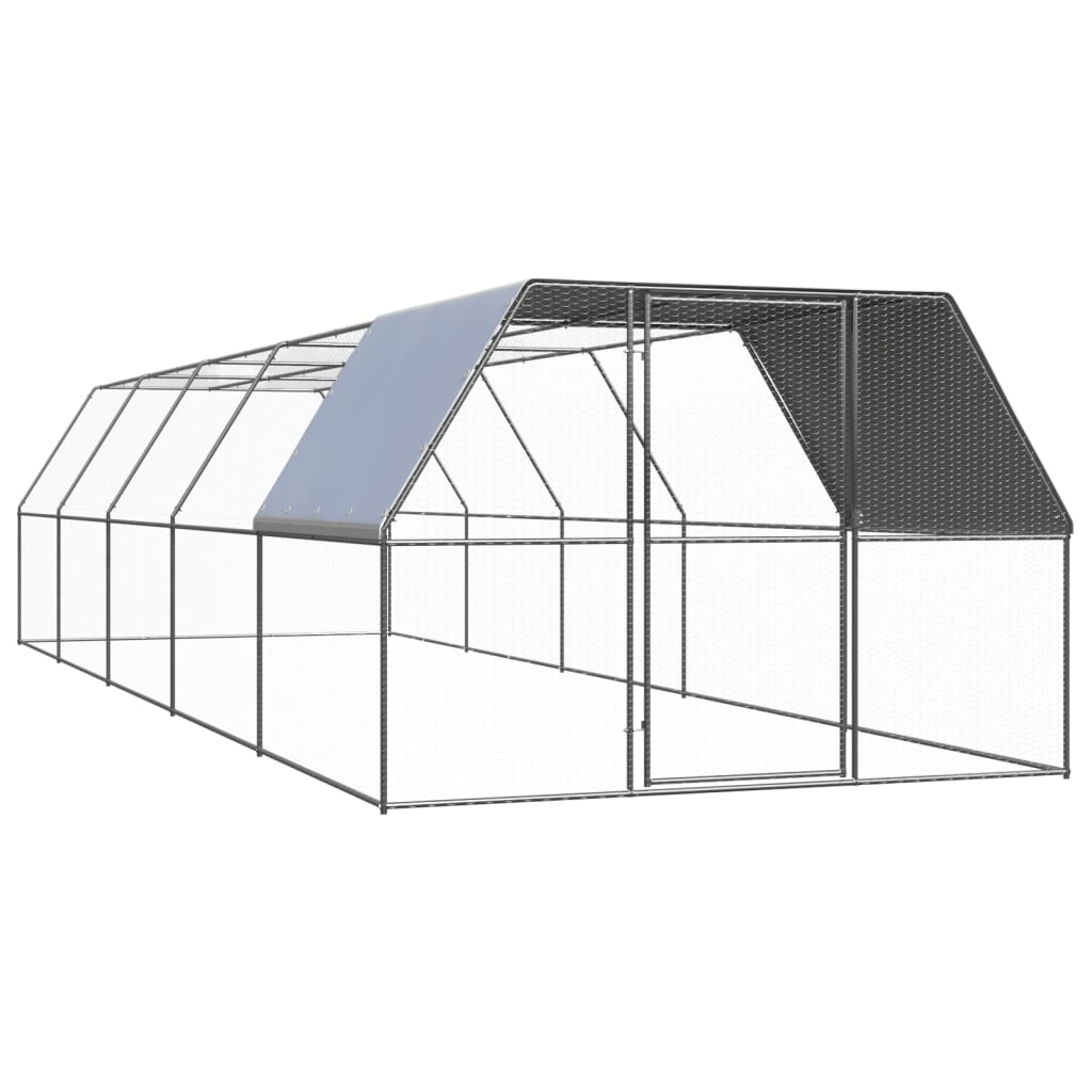 Hühnerkäfig Hühnerstall Stahl 3 x 10 x 2 m Auslauf Freigehege Tierkäfig Geflügelstall