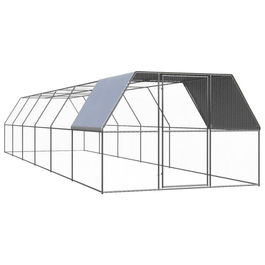 Chicken cage, chicken coop, steel, 3 x 12 x 2 m, run, outdoor enclosure, animal cage, poultry house
