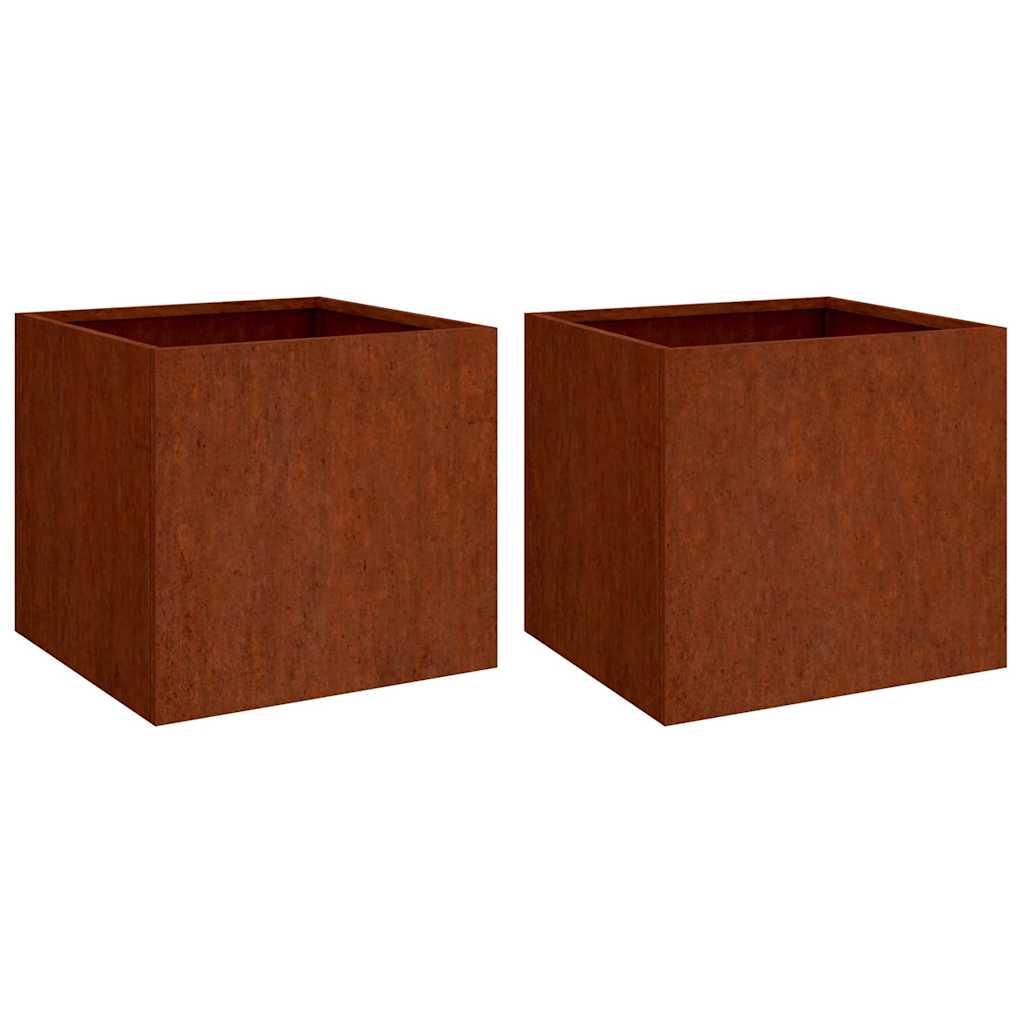 2 pcs. Raised bed 49x47x46 cm Corten steel rusty plant bed plant box with base