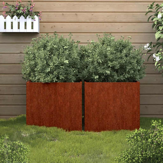 2 Stk. Hochbeet 49x47x46 cm Cortenstahl rostig Pflanzbeet Pflanzkasten mit Boden