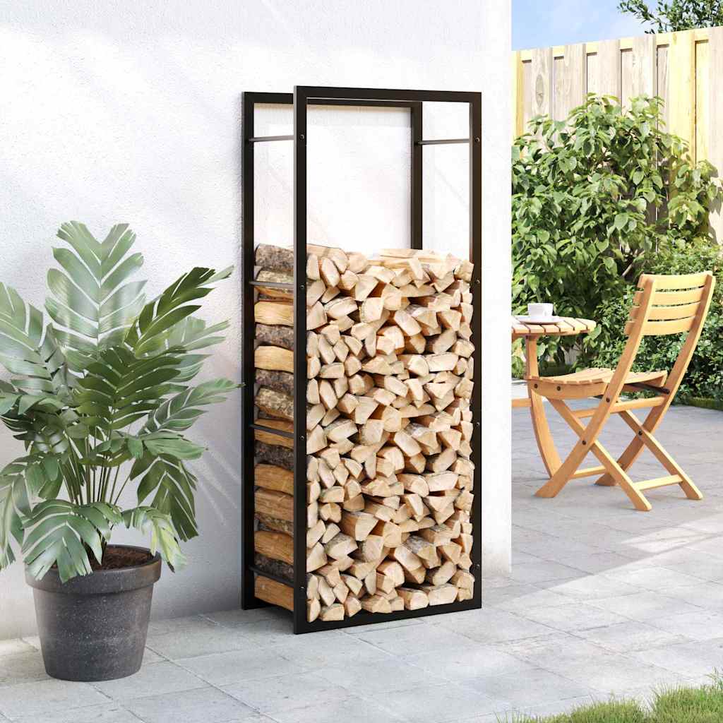 Kaminholzregal Brennholzregal 50x28x132 cm Stahl Schwarz schmal hoch