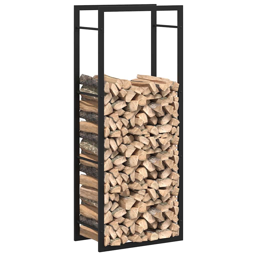 Kaminholzregal Brennholzregal 50x28x132 cm Stahl Schwarz schmal hoch