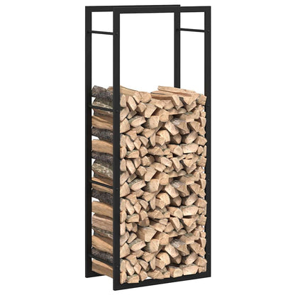 Kaminholzregal Brennholzregal 50x28x132 cm Stahl Schwarz schmal hoch