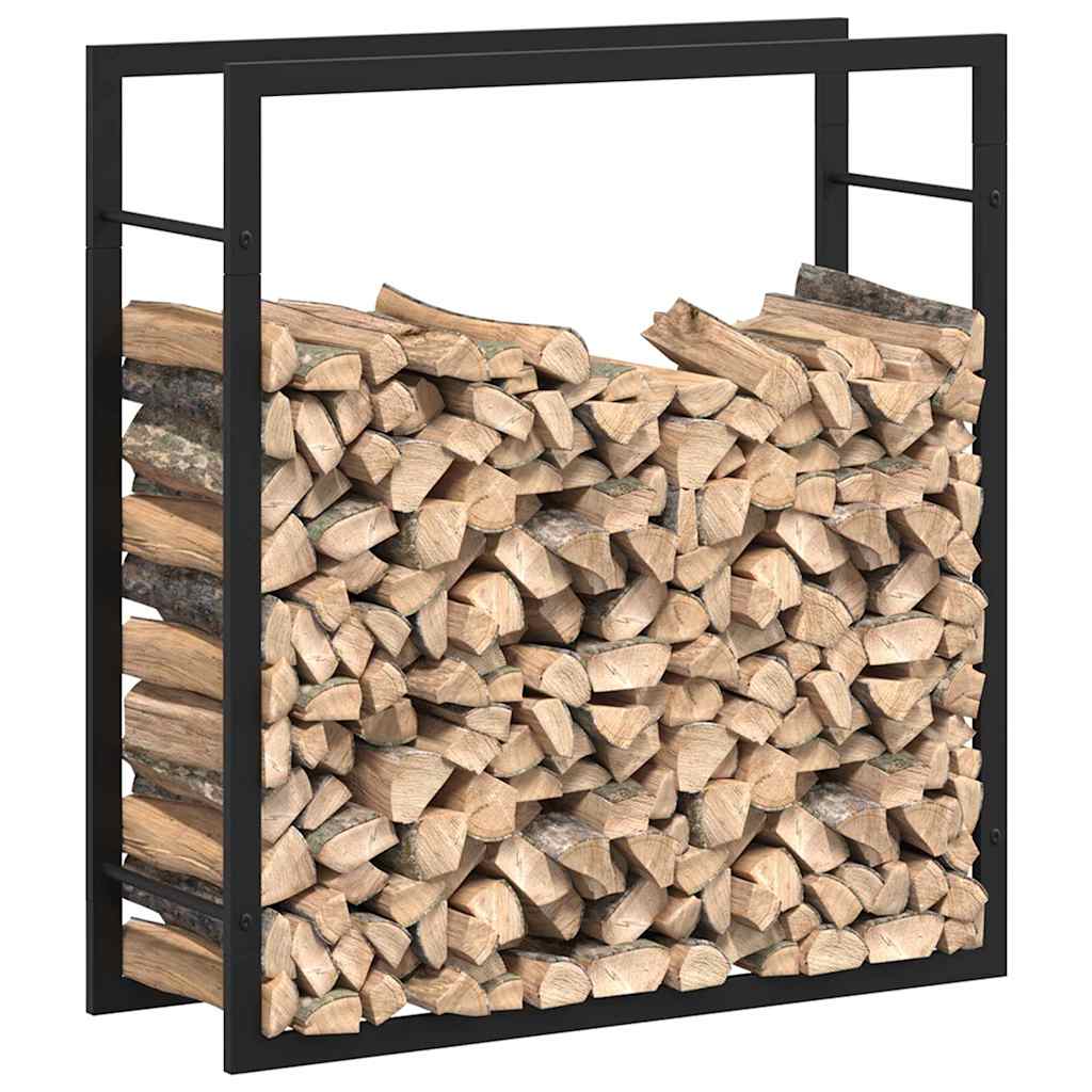 Kaminholzregal Brennholzregal 80x28x86 cm Stahl Schwarz kompakt Wandhalterung