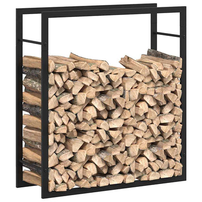 Kaminholzregal Brennholzregal 80x28x86 cm Stahl Schwarz kompakt Wandhalterung