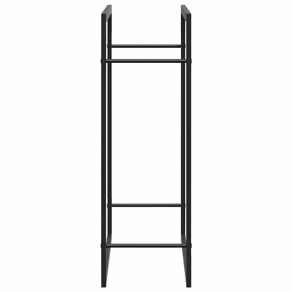 Kaminholzregal Brennholzregal 80x28x86 cm Stahl Schwarz kompakt Wandhalterung