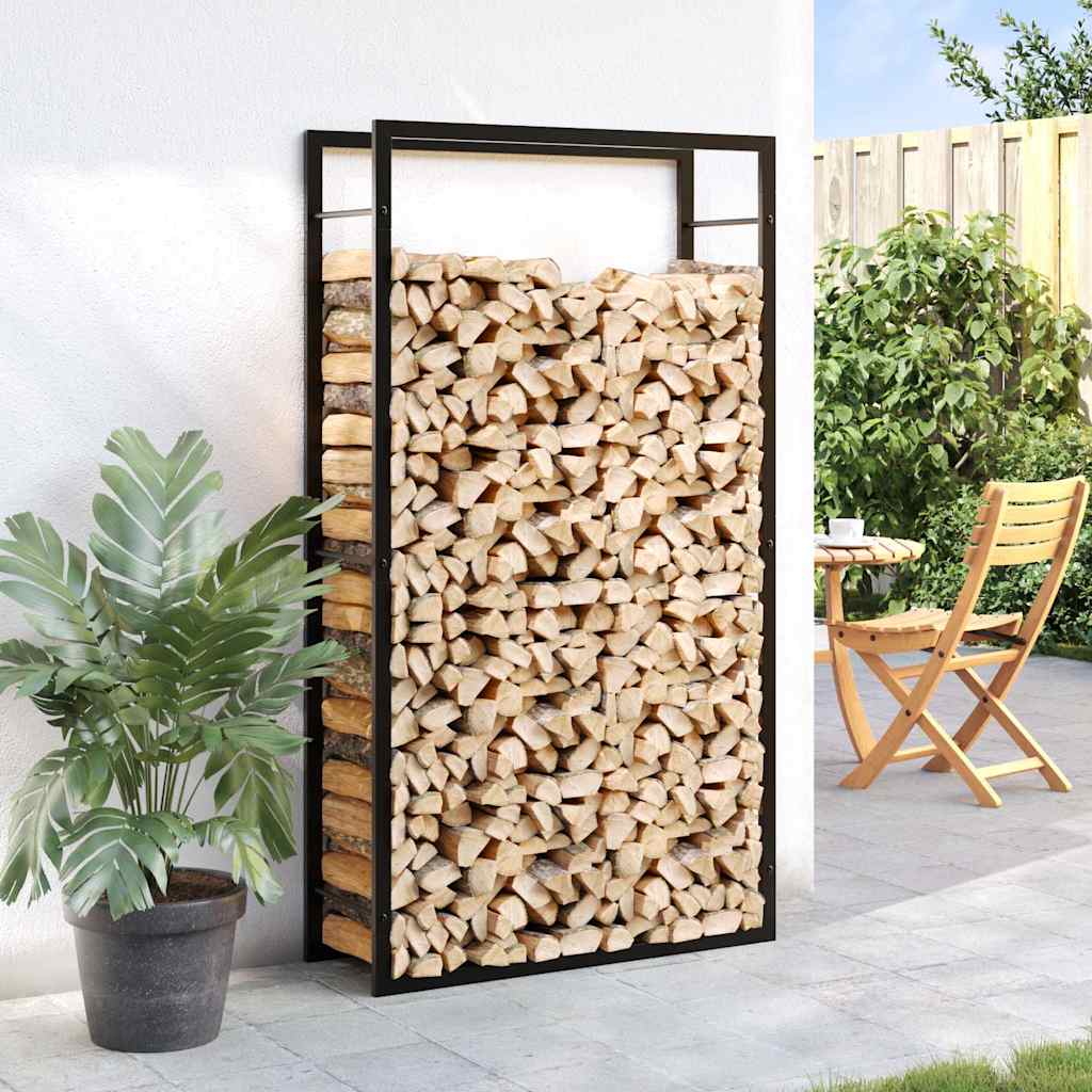 Brennholzständer Kaminholzregal 80x28x154 cm Stahl Schwarz hoch schmal