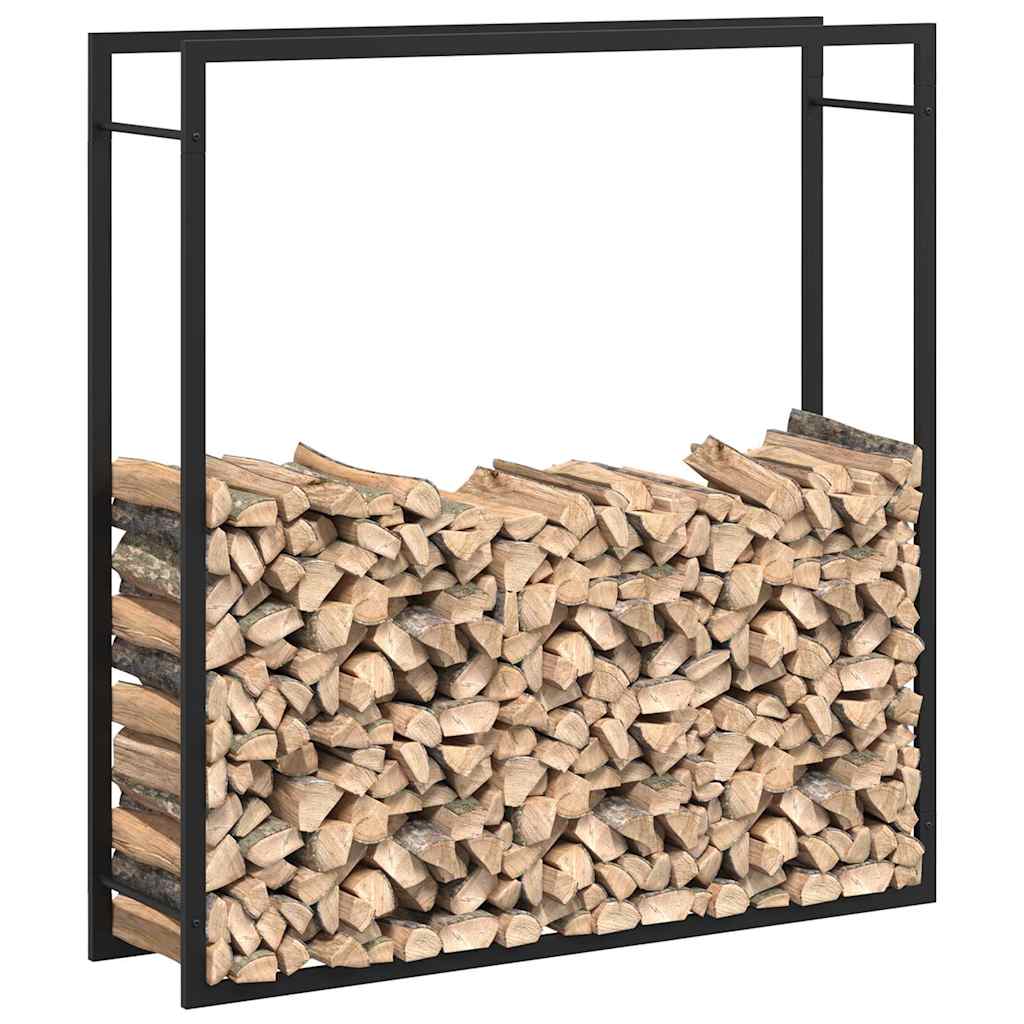 Kaminholzregal Brennholzregal 110x28x116 cm Stahl Schwarz schmal Wandhalterung