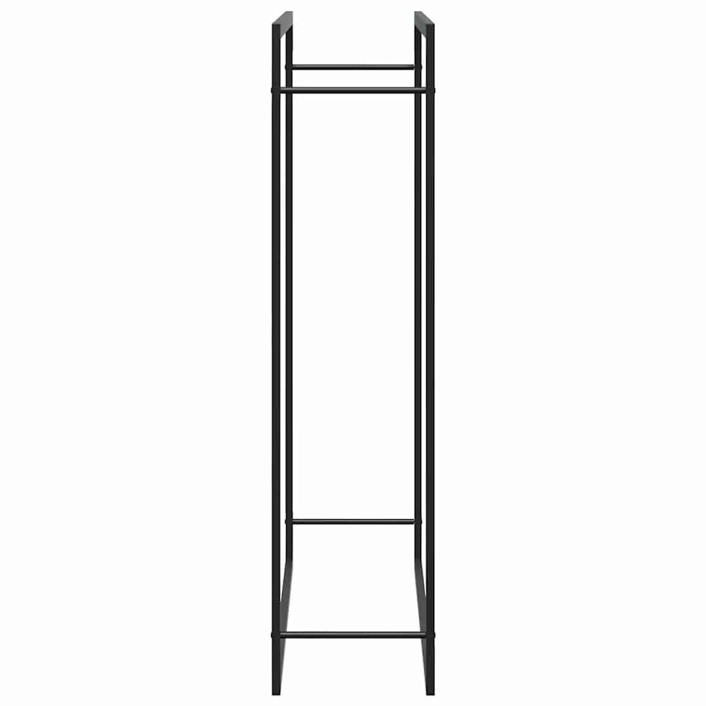 Kaminholzregal Brennholzregal 110x28x116 cm Stahl Schwarz schmal Wandhalterung
