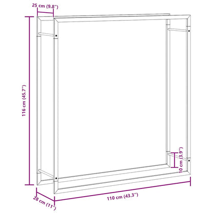 Kaminholzregal Brennholzregal 110x28x116 cm Stahl Schwarz schmal Wandhalterung
