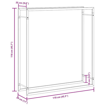 Kaminholzregal Brennholzregal 110x28x116 cm Stahl Schwarz schmal Wandhalterung