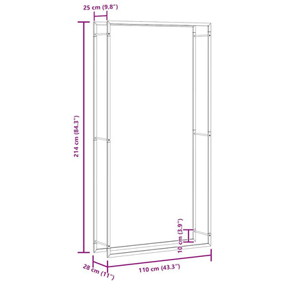 Kaminholzregal Brennholzregal 110x28x214 cm Stahl Schwarz hoch schmal