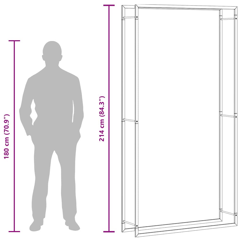 Kaminholzregal Brennholzregal 110x28x214 cm Stahl Schwarz hoch schmal
