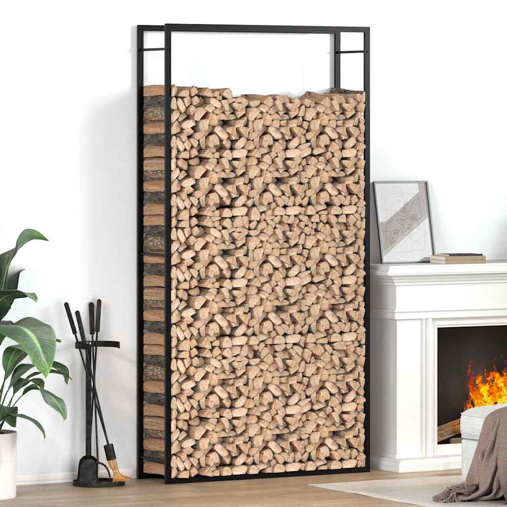 Kaminholzregal Brennholzregal 110x28x214 cm Stahl Schwarz hoch schmal