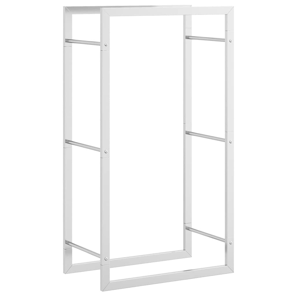 Brennholzregal Edelstahl Metallregal Silber 50x28x94 cm Kaminholzlager Feuerholzständer