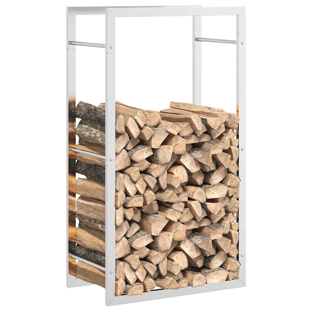 Brennholzregal Edelstahl Metallregal Silber 50x28x94 cm Kaminholzlager Feuerholzständer