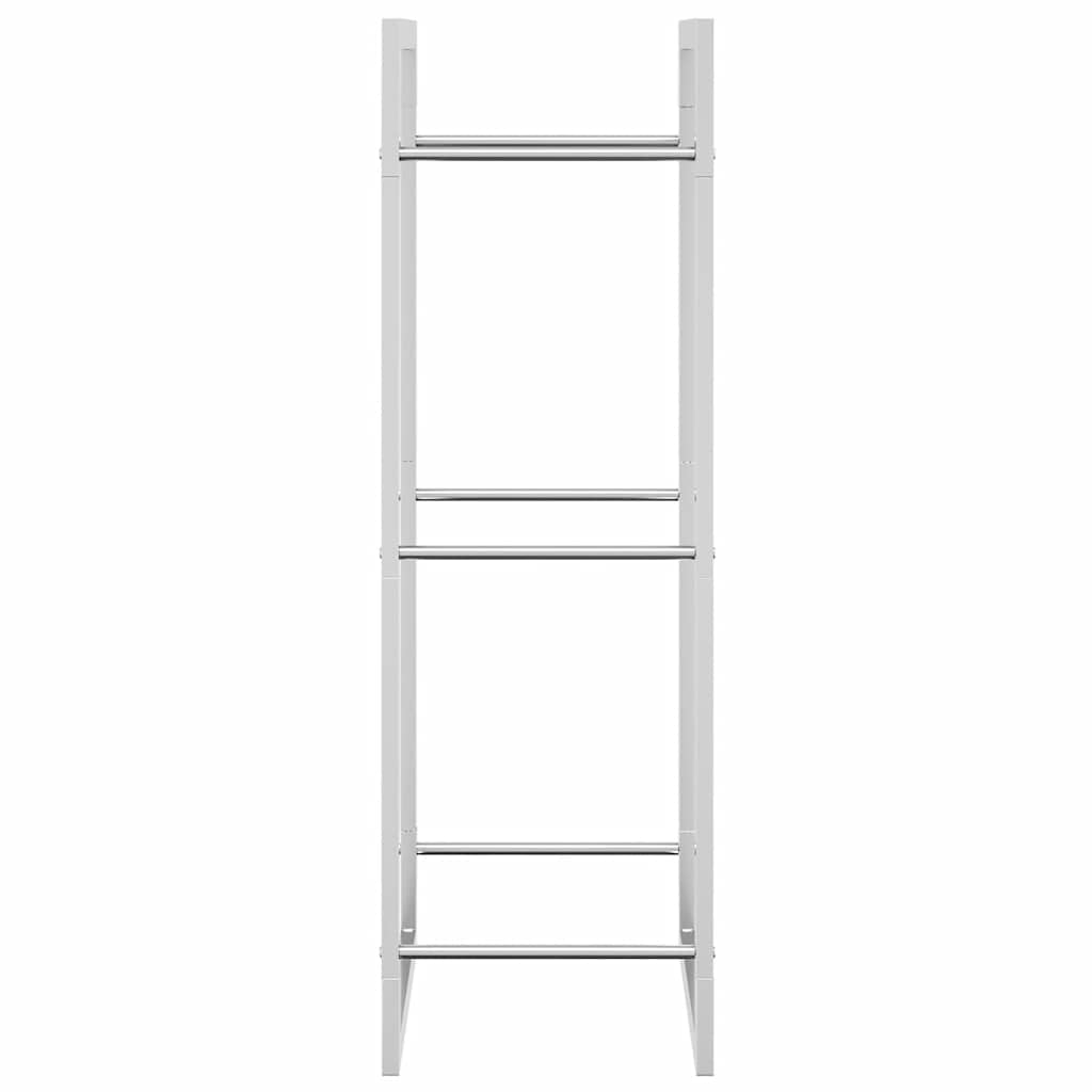 Brennholzregal Edelstahl Metallregal Silber 50x28x94 cm Kaminholzlager Feuerholzständer