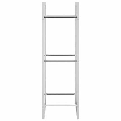 Brennholzregal Edelstahl Metallregal Silber 50x28x94 cm Kaminholzlager Feuerholzständer