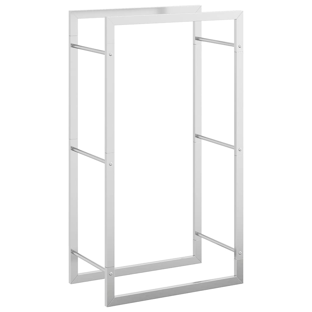 Brennholzregal Edelstahl Metallregal Silber 50x28x94 cm Kaminholzlager Feuerholzständer