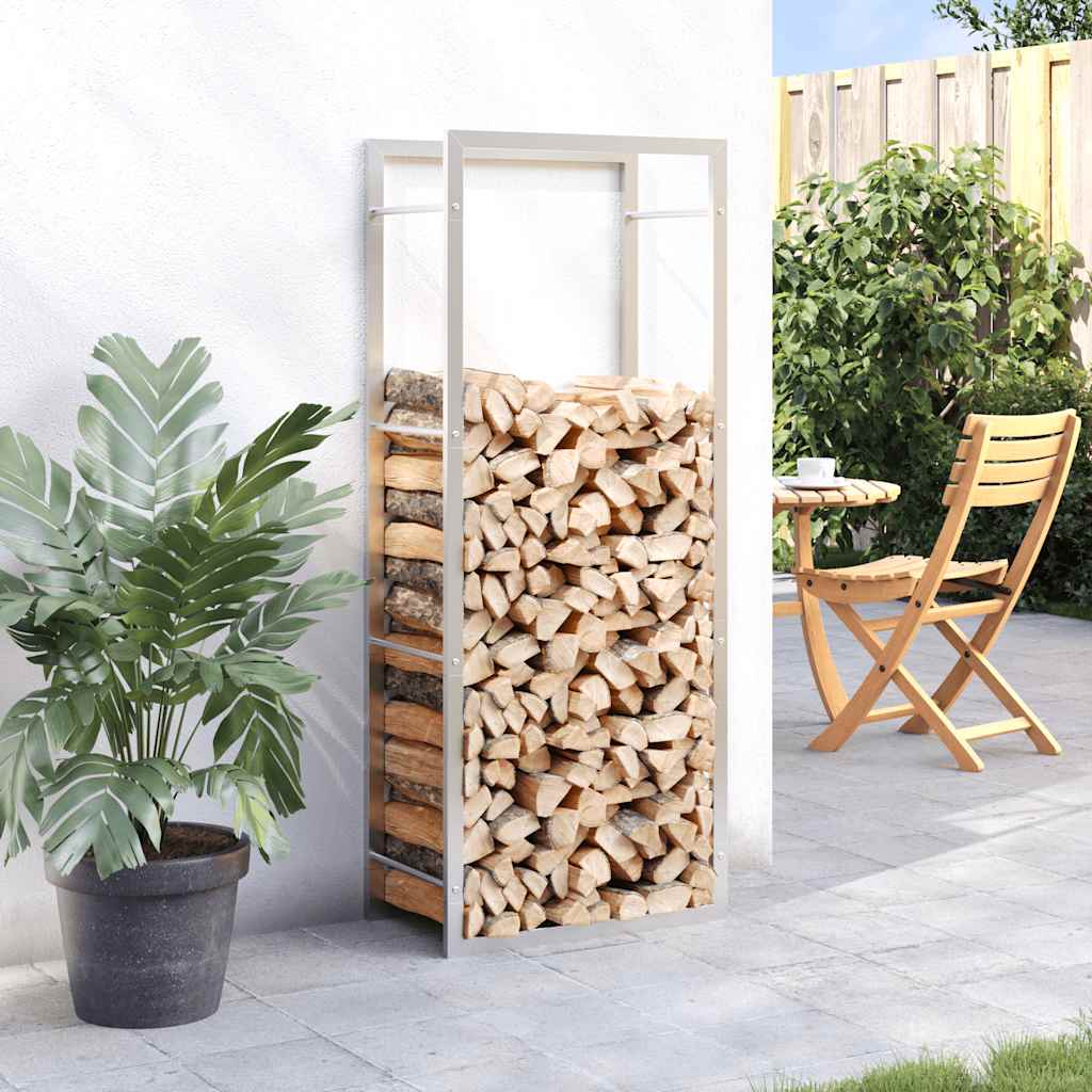 Firewood rack 50x28x132 cm stainless steel wood storage firewood holder