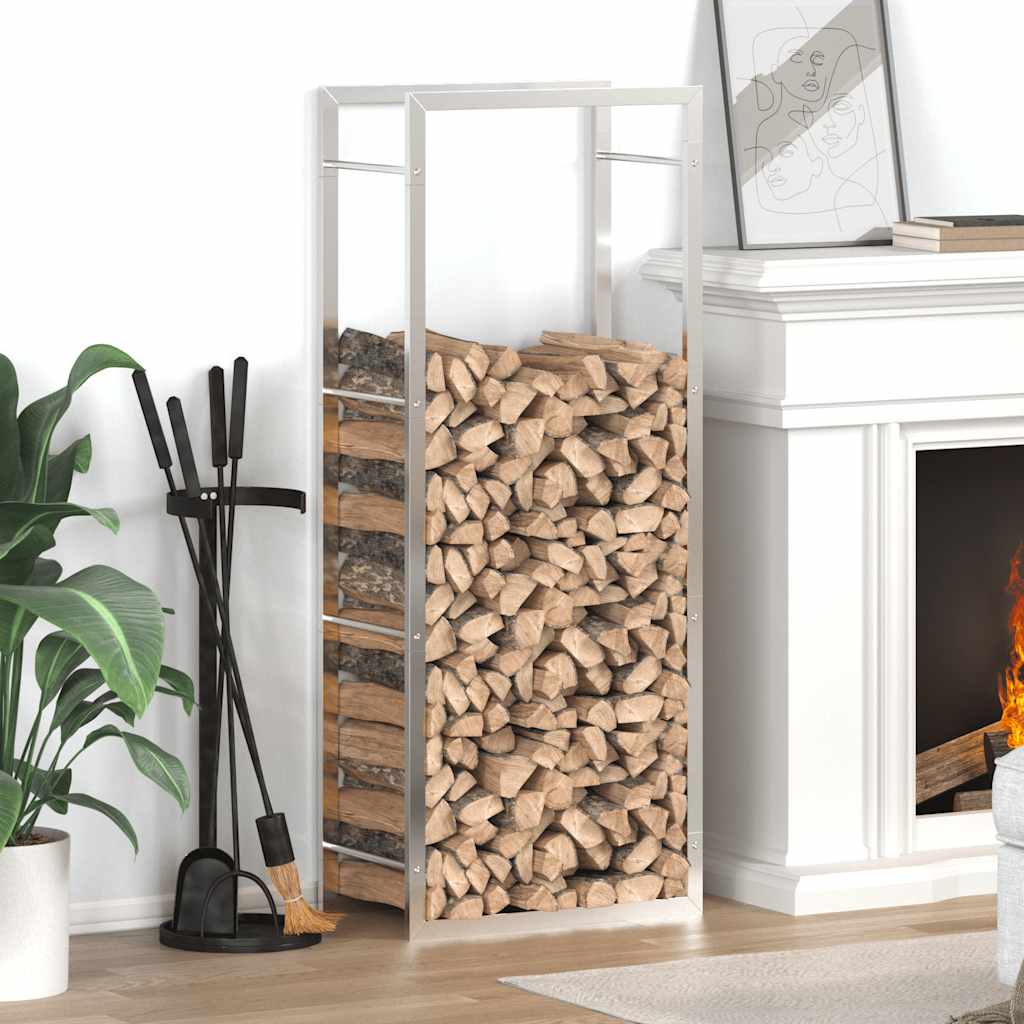 Firewood rack 50x28x132 cm stainless steel wood storage firewood holder