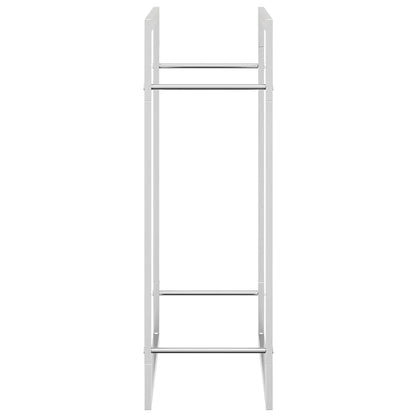 Kaminholzregal Brennholzregal 80x28x86 cm Edelstahl Holzständer Kamin Silber