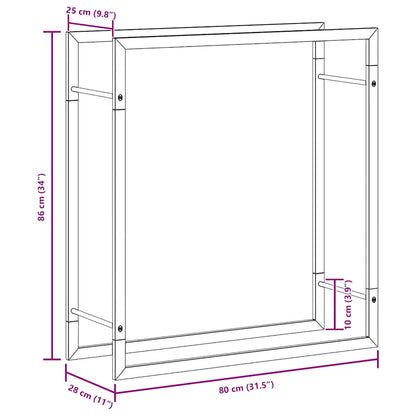 Kaminholzregal Brennholzregal 80x28x86 cm Edelstahl Holzständer Kamin Silber