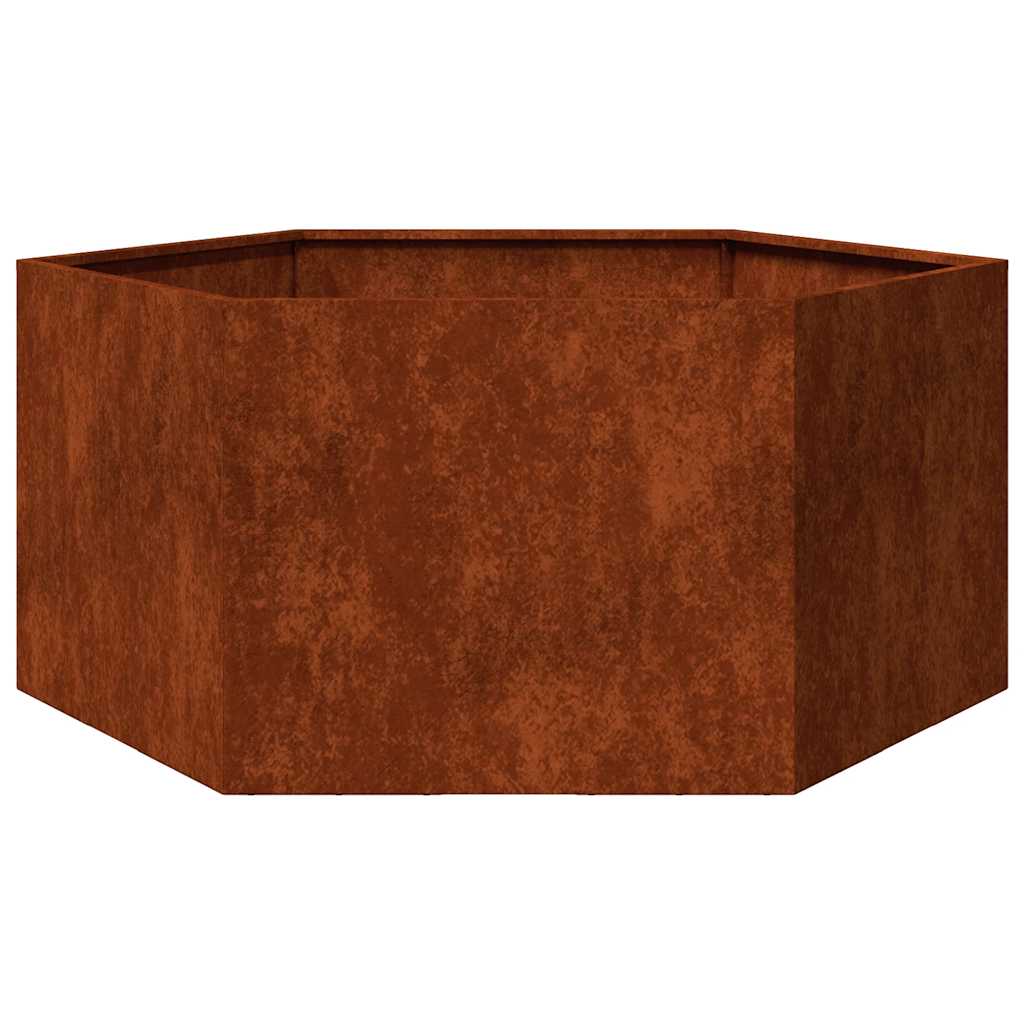 Hochbeet 90x90x45cm Cortenstahl sechseckig rostig Pflanzbeet Pflanzkasten