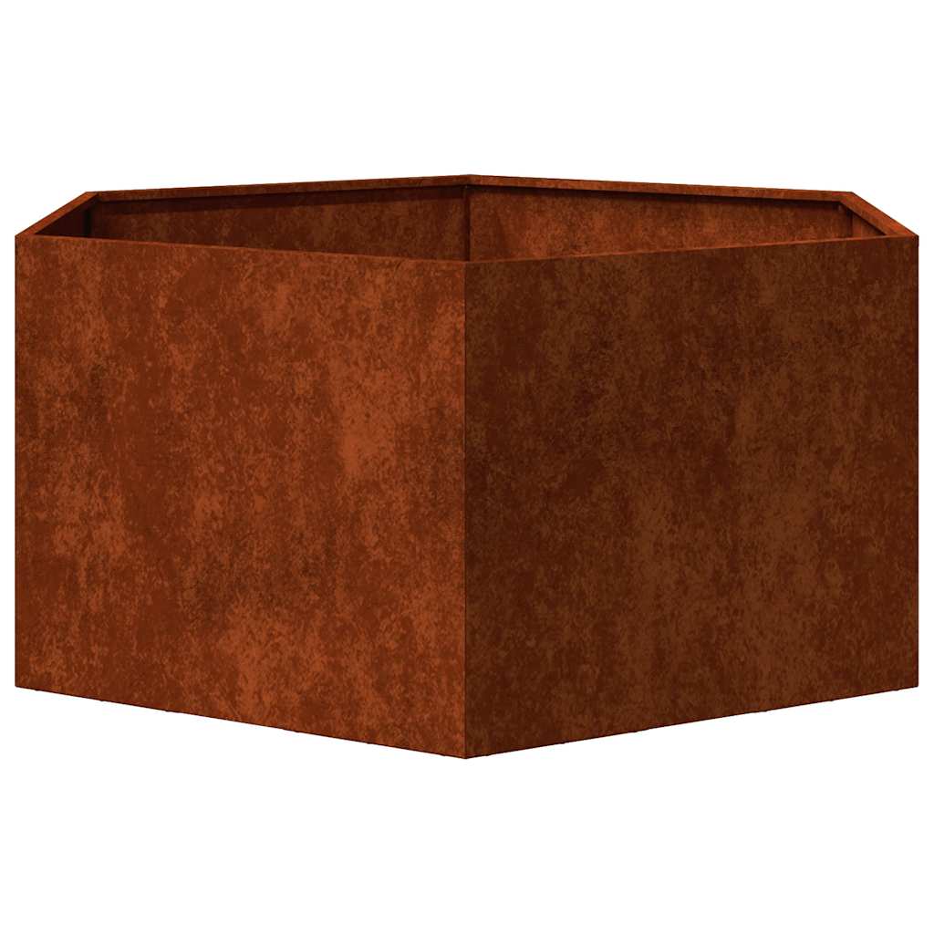 Hochbeet 90x90x45cm Cortenstahl sechseckig rostig Pflanzbeet Pflanzkasten