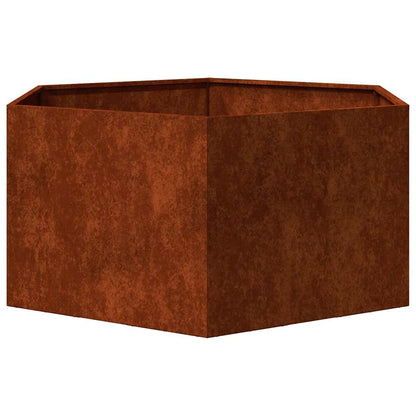Hochbeet 90x90x45cm Cortenstahl sechseckig rostig Pflanzbeet Pflanzkasten