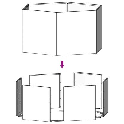 Hochbeet 90x90x45cm Cortenstahl sechseckig rostig Pflanzbeet Pflanzkasten