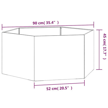 Hochbeet 90x90x45cm Cortenstahl sechseckig rostig Pflanzbeet Pflanzkasten