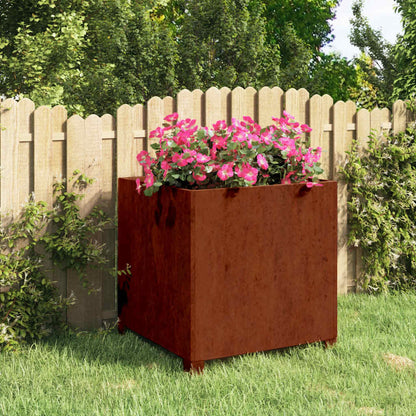 Hochbeet Pflanzkübel mit Beinen Rostig 49x47x50 cm Cortenstahl