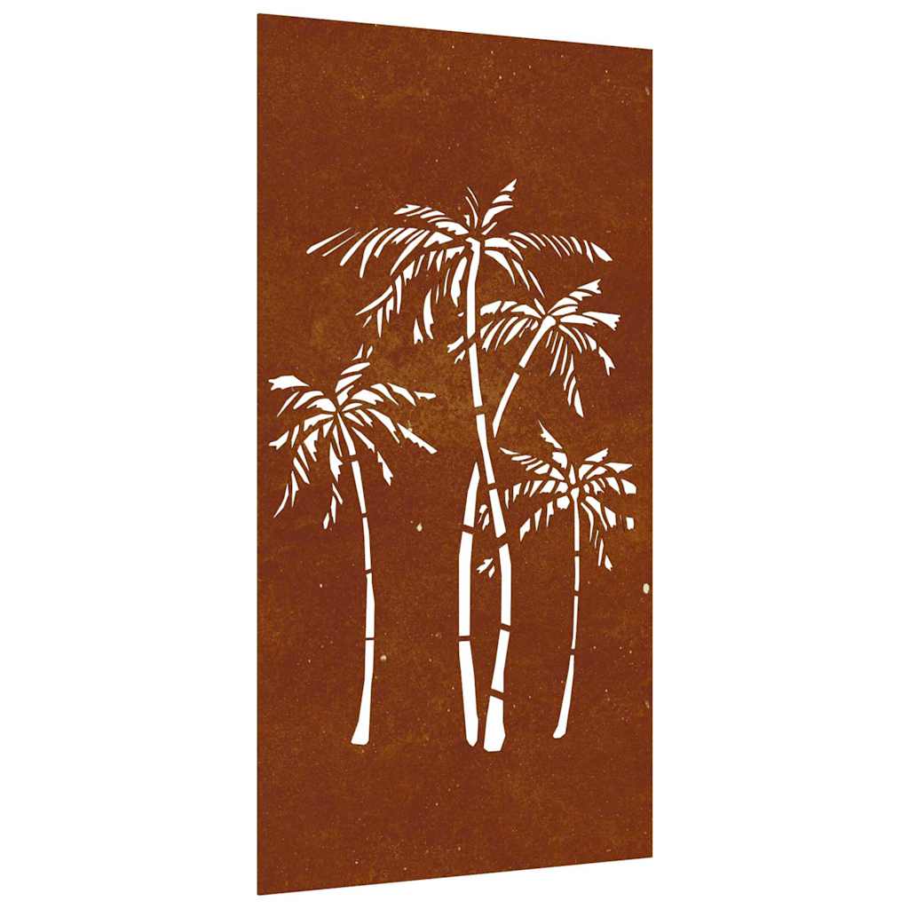 Garten Wanddekoration 105x155 cm rusty Cortenstahl Design Palmen Roststahl