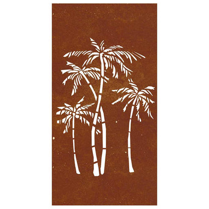 Garten Wanddekoration 105x155 cm rusty Cortenstahl Design Palmen Roststahl