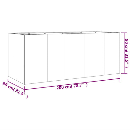 Raised garden bed 200x80x80cm Corten steel rusty planting bed planter