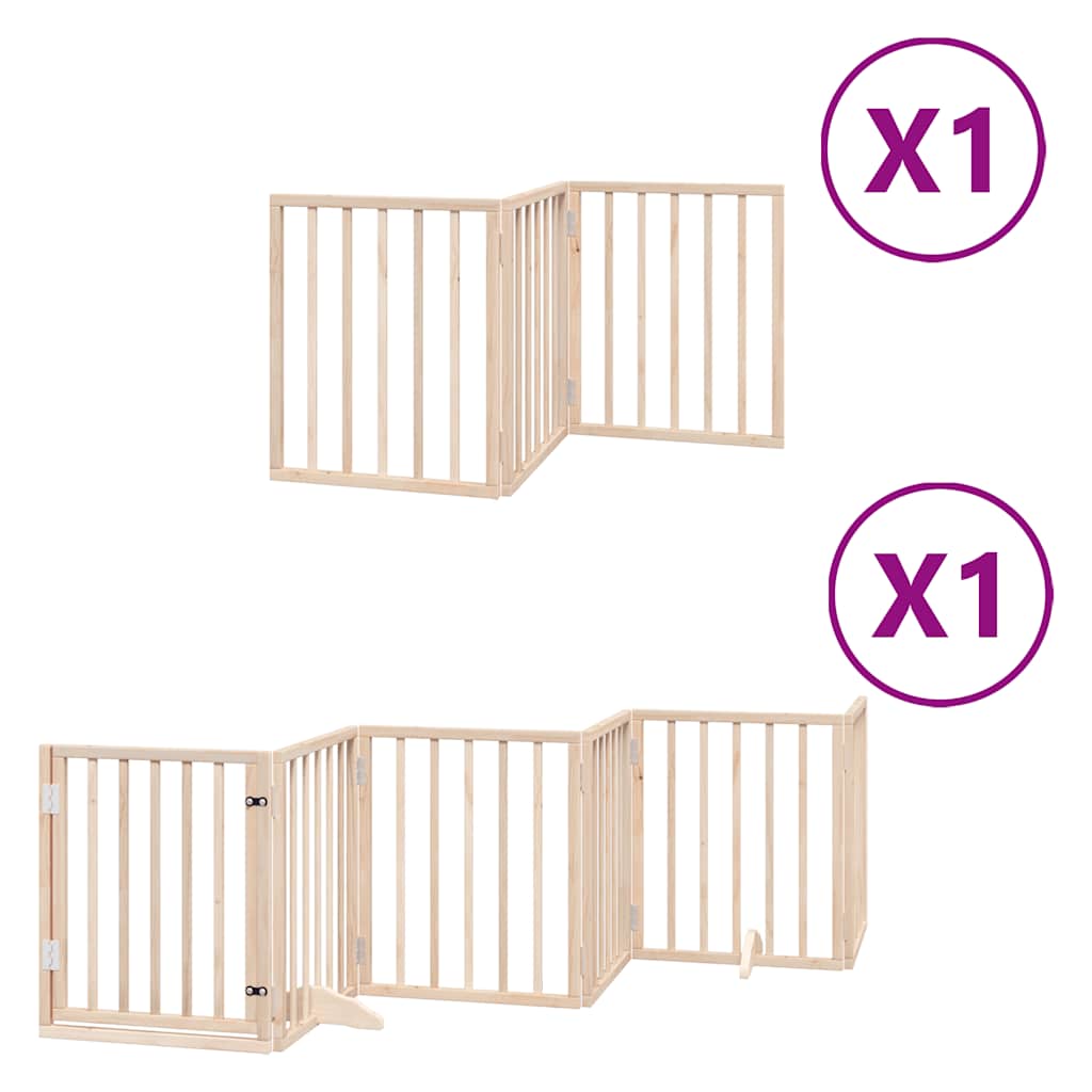 vidaXL 9-piece dog gate with door, foldable, 450 cm, poplar wood