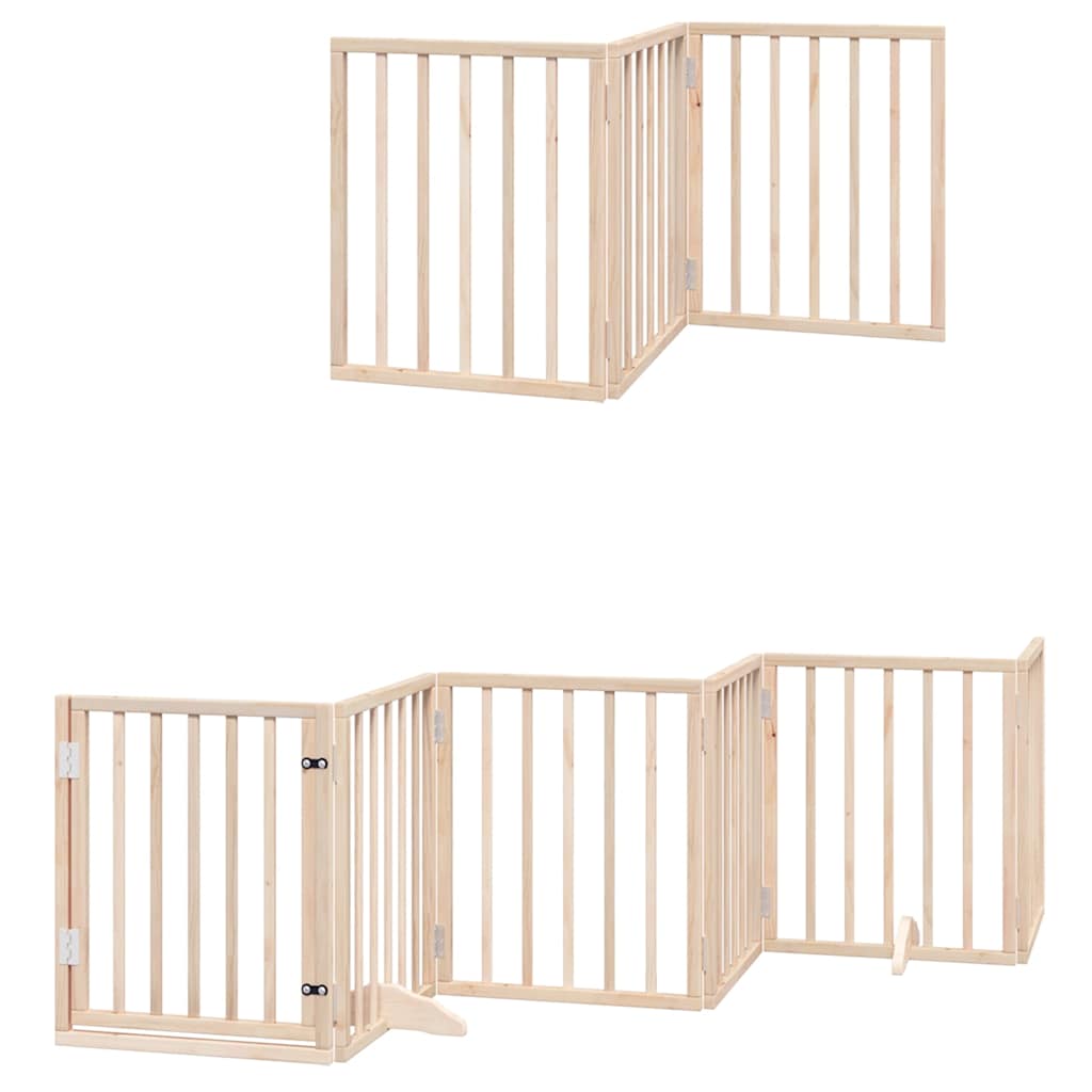 vidaXL 9-piece dog gate with door, foldable, 450 cm, poplar wood