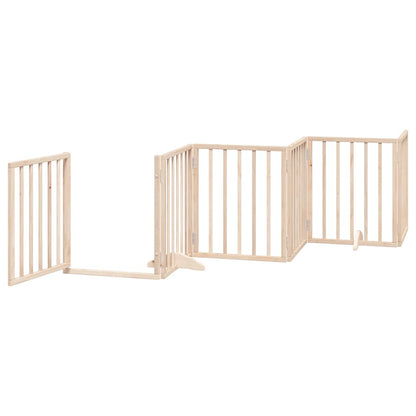 vidaXL 9-piece dog gate with door, foldable, 450 cm, poplar wood