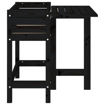 Pflanztisch Pflanzkasten mit Klappbarer Tischplatte Schwarz Massivholz 84x73x75 cm