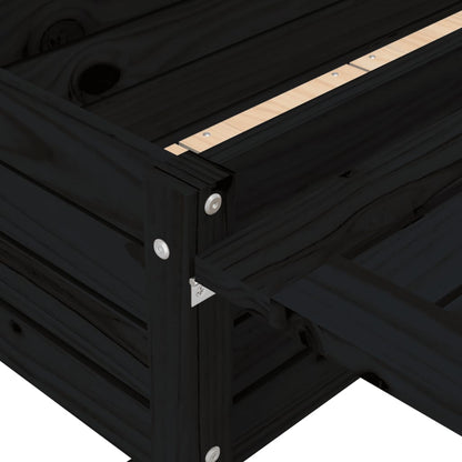 Pflanztisch Pflanzkasten mit Klappbarer Tischplatte Schwarz Massivholz 84x73x75 cm