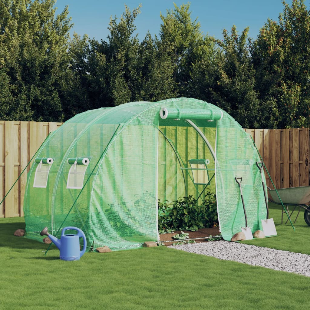 Gewächshaus Foliengewächshaus mit Stahlrahmen Grün 6 m² 3x2x2 m