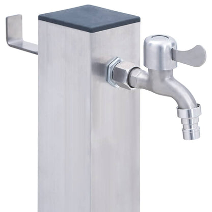 Wasserzapfsäule Edelstahl 23x7x40cm Wasserhahn Garten Zapfstelle Außen