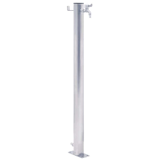 Wasserzapfsäule Edelstahl 23x7x40cm rund Wasserhahn Garten Wasserstelle Outdoor