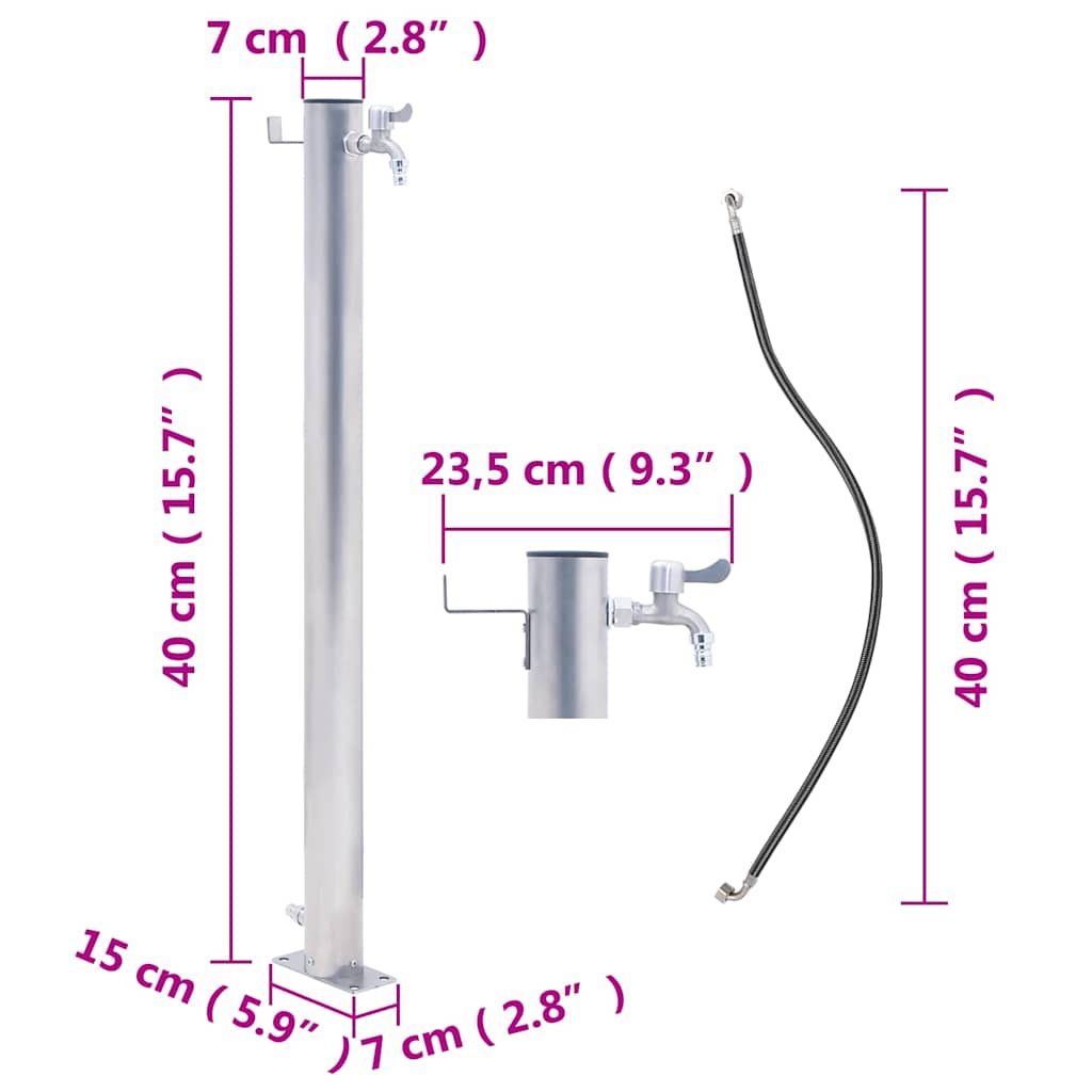 vidaXL Water Column for the Garden 40 cm Stainless Steel Round