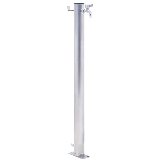 Wasserzapfsäule Edelstahl 23x7x80cm rund Wasserhahn Garten Wassersäule