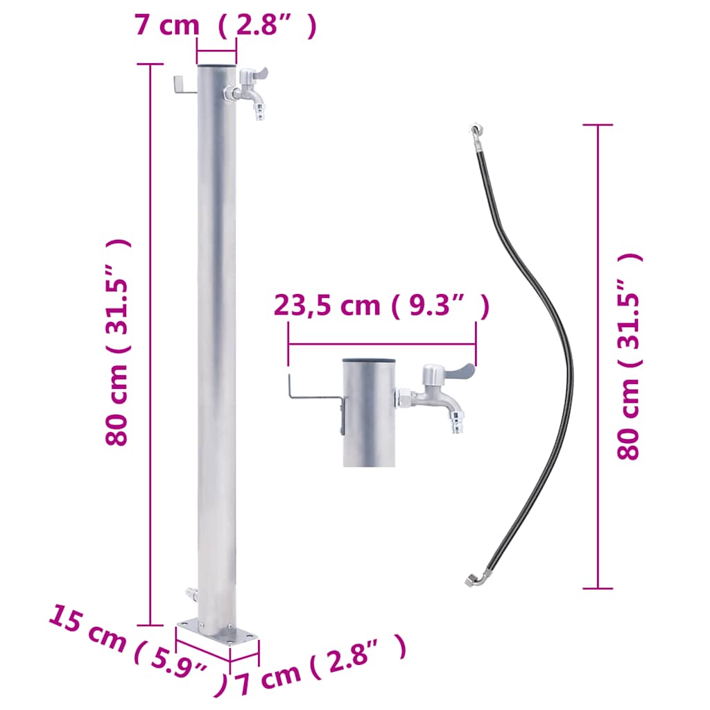vidaXL Water Column for the Garden 80 cm Stainless Steel Round