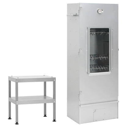 Räucherofen 110 cm mit Tisch Glasfenster Räucherschrank Thermometer 3 Roste Smoker