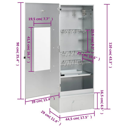 Räucherofen 110 cm mit Tisch Glasfenster Räucherschrank Thermometer 3 Roste Smoker